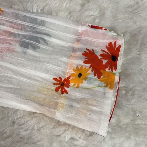 LIZ CLAIBORNE LIZSPORT Floral Sheer 3/4 Sleeve Button Up Blouse Size Large - Picture 8 of 9